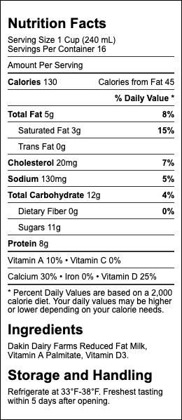 Milk - 2% Reduced Fat Milk - 1 Gallon - Dakin